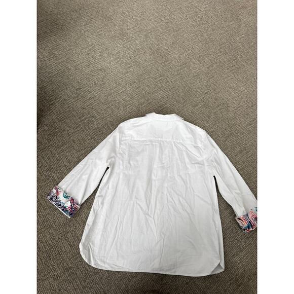 Chico’s floral
Trimmed 3/4 sleeve blouse 
Womens 2  (12-14) - Picture 6 of 6